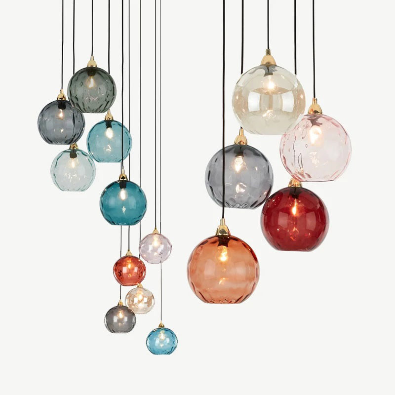 Hailie Pendelleuchte aus buntem Glas, 3 flammig, Rosa
